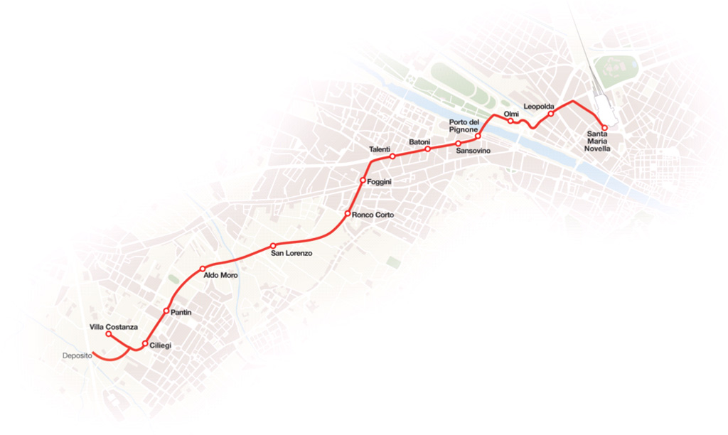 Florence-tramvia-map-line-1